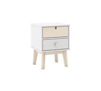 Chevet 2 Tiroirs en MDF et Pin Coloris Blanc et Naturel - KAINA -