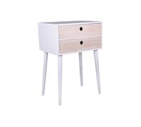 Chevet 2 Tiroirs Paulownia Blanc et Naturel - PAPAY -