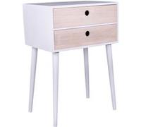 Chevet 2 Tiroirs Paulownia Blanc et Naturel - PAPAY - ALTOBUY Blanc G
