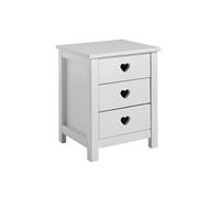 Chevet 3 Tiroirs Blanc Poignées Coeurs Ajourées - MILADY -