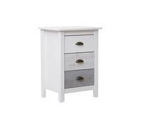 AltoBuy Rosalia - Chevet 3 Tiroirs Bois Aspect Vieilli Blanc et Grisé