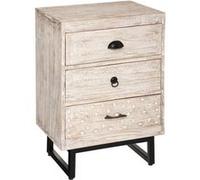 Chevet 3 tiroirs bois blanchi Ajay Atmosphera Beige G