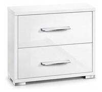 Chevet ALTOBUY 2 tiroirs blanc laqué pieds chromés 48x35xH51cm Blanc