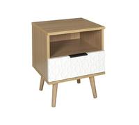 KRAK - Chevet Aspect Bois et Motif Craquelé Blanc - Altobuy Beige