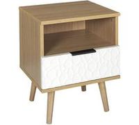 Chevet Aspect Bois et Motif Craquelé Blanc - KRAK - ALTOBUY Bois G