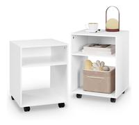 Chevet avec roulettes Lot de 2, EUGAD Caisson Mobile, 40x35x55cm, Blanc E0EG0058-2