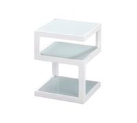 Chevet Blanc 3 Niveaux Plateaux en Verre - CUBIKA -