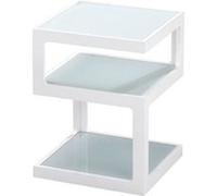 Chevet Blanc 3 Niveaux Plateaux en Verre - CUBIKA - ALTOBUY Blanc G