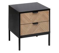 Chevet ""Chevrons"" 2 tiroirs effet pin naturel et noir 50x45cm - 5 five simply smart
