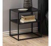 Chevet Double Plateau 45x40x50,5 Cm En Métal Noir Noir
