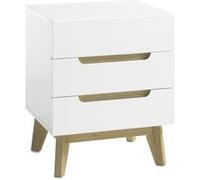 Table de Chevet Pegane Chevet en laque blanc mat avec pieds en bois - L48 x H60 x P40 cm --