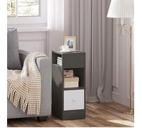 Chevet Étroite EUGAD, 2 Compartiments Ouverts et 1 Tiroir, Table de Nuit en Aggloméré, Gris foncé