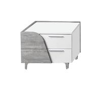 Chevet Gauche 2 Tiroirs Blanc et Aspect Bois - ABBY -