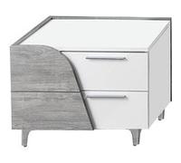 Chevet Gauche 2 Tiroirs Blanc et Aspect Bois - ABBY -