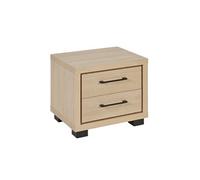 Chevet LUDY 2 tiroirs mélaminé aspect bois et noir LED L54 x l42 x H45cm