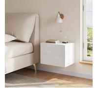 Chevet mural suspendu - WOLTU - 2 tiroirs - Blanc - Table de Nuit Flottante - 40x30x30 cm - Scandinave