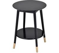 Chevet Rond Laqué Noir 2 Tablettes Détail Doré - MISSY - ALTOBUY Noir G