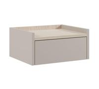 Chevet suspendu 1 tiroir beige mat plateau aspect bois clair - DEKTER