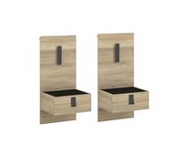 AltoBuy 2 chevets Suspendus sur Panneaux avec éclairage Aspect Bois et Noir - ELOUAN