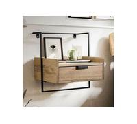 Chevet suspendu 44x35x45 cm en bois de manguier naturel et noir