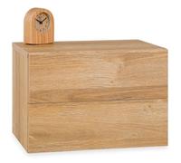 Chevet suspendu FLORENT, étagère murale avec 2 tiroirs sans poignée, en mélaminé décor chêne sauvage