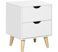 HomCom Table de chevet scandinave 2 tiroirs 40x35x50,5 cm Blanc