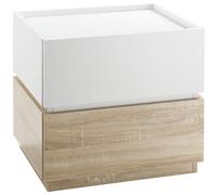 Chevet table de nuit modulable empilable - 2 tiroirs - dim. 50L x 40l x 47,5H cm - blanc aspect chêne clair Blanc