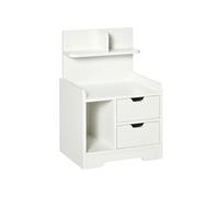 HomCom Table de chevet bois multi-rangement 2 tiroirs, niche et étagère – Blanc