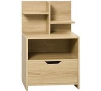 HomCom – Table de chevet – Avec tiroir, niche et 2 étagères – Effet bois – 45×35×73 cm – Naturel