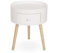 Table de chevet ronde design scandinave HOMCOM - tiroir bicolore chêne clair et blanc