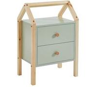 Chevet tipi enfant 2 tiroirs vert clair et naturel - OSNY