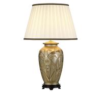 Chevet Tissu Céramique en Argent Crème 74 CM Peint à la Main E27 Tischleuchte