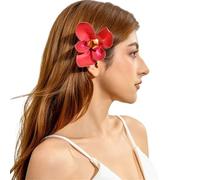 Cheveux Artificiels Femme 3pcs Fashion Elegance Lily Flower Hair Clip Girls Women Summer Beach Vacation Barrettes Multicolor Hairpin(Red)