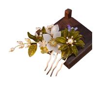 Cheveux Artificiels Femme Vintage Flower Hairpin For Women Gauze Peony Peach Blossom Rose Season Hair Comb Exquisite Style Accessory(Color-14)