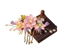 Cheveux Artificiels Femme Vintage Flower Hairpin For Women Gauze Peony Peach Blossom Rose Season Hair Comb Exquisite Style Accessory(Color-09)