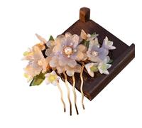 Cheveux Artificiels Femme Vintage Flower Hairpin For Women Gauze Peony Peach Blossom Rose Season Hair Comb Exquisite Style Accessory(Color-15)