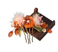Cheveux Artificiels Femme Vintage Flower Hairpin For Women Gauze Peony Peach Blossom Rose Season Hair Comb Exquisite Style Accessory(Color-08)