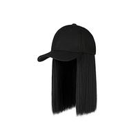 Cheveux attachés Perruque de cheveux Chapeau de baseball Coiffure longue et droite Bonnet de cheveux Perruque réglable Jungle Enfant (A, One Size)