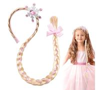 Cheveux avec tresses, perruque fille, perruque fille enfant, perruque fille princesse cheveux longs, cadeau de fête d'anniversaire pour enfants et cosplay (rose)