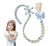 Cheveux avec tresses, perruque fille, perruque fille enfant, perruque fille princesse cheveux longs, cadeau de fête d'anniversaire pour enfants et cosplay (bleu)