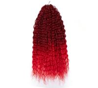 Cheveux bouclés vague d'eau torsion Crochet cheveux tresse synthétique cheveux Ombre Blonde rose 24 pouces vague profonde tressage Extension de cheveux(T1B-RED)