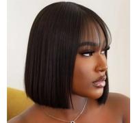Cheveux brésiliens Bob perruque avec Bang droite Bob perruque 100% perruque de cheveux humains vierge pleine Machine faite perruque pour les femmes pas cher Bob perruques