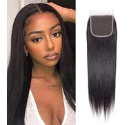 Cheveux brésiliens raides de 35,6 cm avec fermeture en dentelle, densité de 130 %, cheveux humains Remy naturels non traités de 10 x 10,2 cm