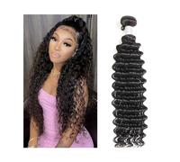 Cheveux Bundles Vague Profonde 8-40 Pouces Ensemble Unique Faisceau Humain Armure Naturel Vague Bouclés Extensions Brésiliennes avec Remy pour Femmes Noires (30inches)