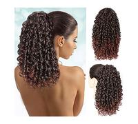 Cheveux Chignons 14 "Synthétique Afro Queue De Cheval Bouclés Cordon Queue De Cheval Extensions De Cheveux Pinces À Cheveux Chignon Cheveux Pièces for Femmes Noires Chignon Postiche Cheveux(H)