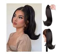 Cheveux Chignons 16" Synthétique Longue Ligne Droite Queue De Cheval Extension De Cheveux Clip Queue De Cheval Synthétique Bouclés Chignon Griffe Clip for L'usage Quotidien Des Femmes Chignon Postiche