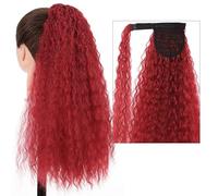Cheveux Chignons 22 "longue queue de cheval bouclée Extension bandeau pince à cheveux synthétique gonflé queue de cheval Extension de cheveux enveloppé chignon perruque for femmes Chignon Postiche Che