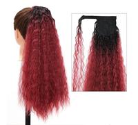 Cheveux Chignons 22 "longue queue de cheval bouclée Extension bandeau pince à cheveux synthétique gonflé queue de cheval Extension de cheveux enveloppé chignon perruque for femmes Chignon Postiche Che