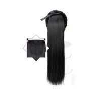 Cheveux Chignons 22" longue queue de cheval droite allongée chignon cheveux raides sangle synthétique cordon pince à cheveux perruque for un usage quotidien des femmes Chignon Postiche Cheveux (Color