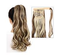 Cheveux Chignons 22 "longue queue de cheval ondulée allongement synthétique bouclés enveloppant queue de cheval Extension de cheveux pince à cheveux femmes perruque chignon bouclé Chignon Postiche Che